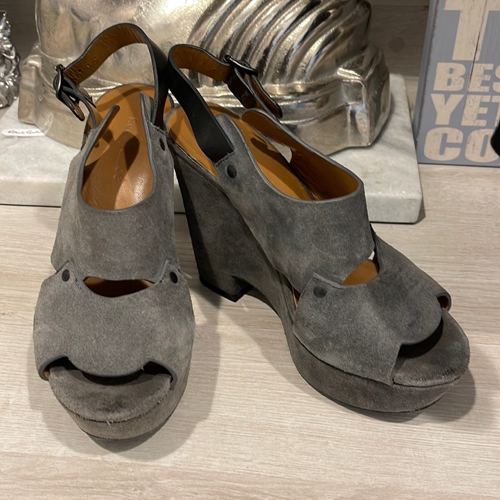 SeeByChloe grey suede platform wedges 39